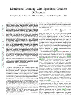 Distributed Learning With Sparsified Gradient Differences