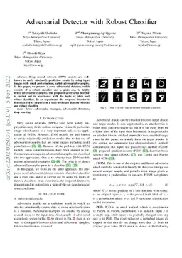Adversarial Detector with Robust Classifier