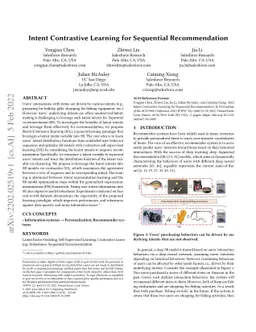 Intent Contrastive Learning for Sequential Recommendation