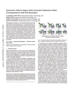 Symmetric Volume Maps: Order-Invariant Volumetric Mesh Correspondence
  with Free Boundary
