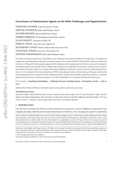 Governance of Autonomous Agents on the Web: Challenges and Opportunities