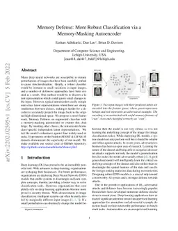Memory Defense: More Robust Classification via a Memory-Masking
  Autoencoder