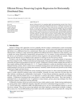 Efficient Privacy Preserving Logistic Regression for Horizontally
  Distributed Data