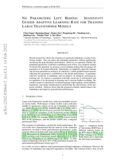 No Parameters Left Behind: Sensitivity Guided Adaptive Learning Rate for
  Training Large Transformer Models