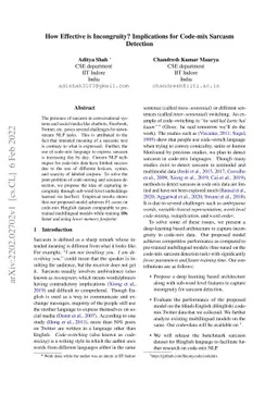 How Effective is Incongruity? Implications for Code-mix Sarcasm
  Detection