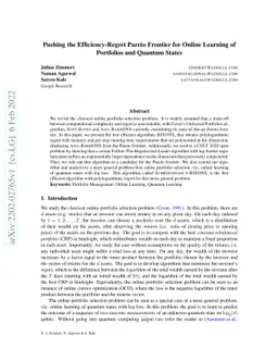 Pushing the Efficiency-Regret Pareto Frontier for Online Learning of
  Portfolios and Quantum States