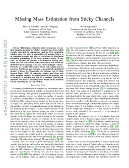 Missing Mass Estimation from Sticky Channels