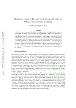 Stochastic Gradient Descent with Dependent Data for Offline
  Reinforcement Learning