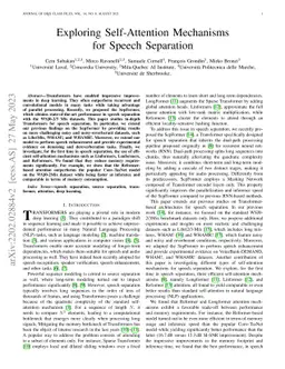 Exploring Self-Attention Mechanisms for Speech Separation