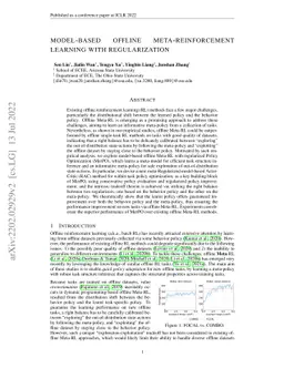 Model-Based Offline Meta-Reinforcement Learning with Regularization