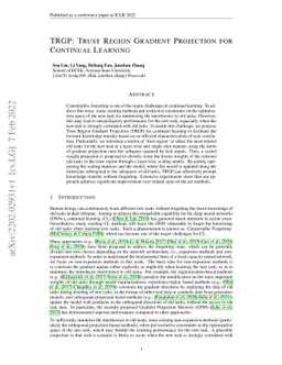 TRGP: Trust Region Gradient Projection for Continual Learning