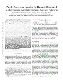 Parallel Successive Learning for Dynamic Distributed Model Training over
  Heterogeneous Wireless Networks
