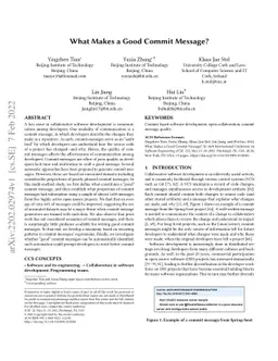 What Makes a Good Commit Message?