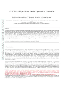 EDCHO: High Order Exact Dynamic Consensus