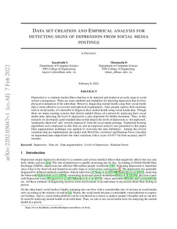 Data set creation and empirical analysis for detecting signs of
  depression from social media postings