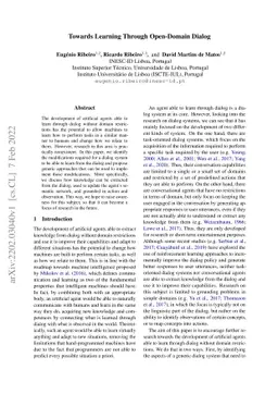 Towards Learning Through Open-Domain Dialog