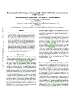 Combining Deep Learning and Reasoning for Address Detection in
  Unstructured Text Documents