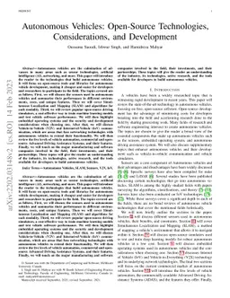 Autonomous Vehicles: Open-Source Technologies, Considerations, and
  Development