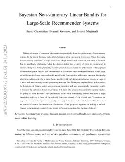 Bayesian Non-stationary Linear Bandits for Large-Scale Recommender
  Systems