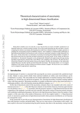 Theoretical characterization of uncertainty in high-dimensional linear
  classification