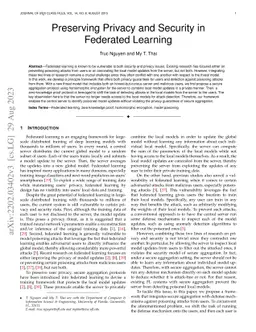 Preserving Privacy and Security in Federated Learning