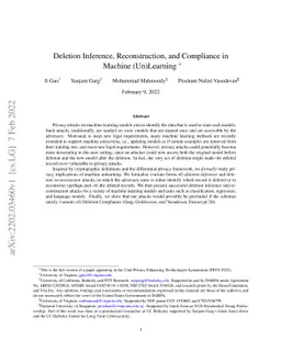 Deletion Inference, Reconstruction, and Compliance in Machine
  (Un)Learning