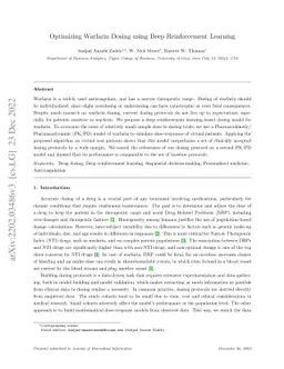 Optimizing Warfarin Dosing using Deep Reinforcement Learning