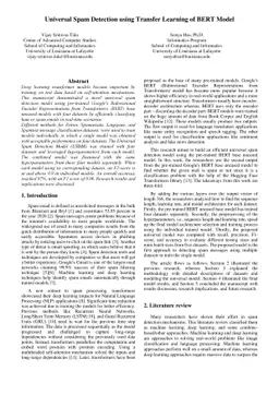 Universal Spam Detection using Transfer Learning of BERT Model