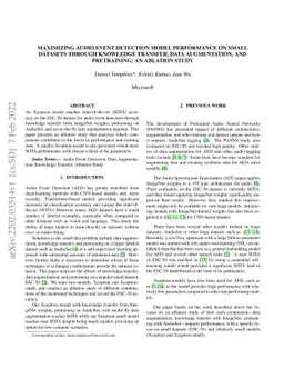 Maximizing Audio Event Detection Model Performance on Small Datasets
  Through Knowledge Transfer, Data Augmentation, And Pretraining: An Ablation
  Study