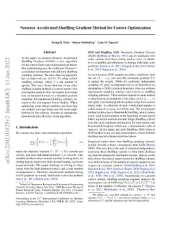 Nesterov Accelerated Shuffling Gradient Method for Convex Optimization