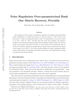 Noise Regularizes Over-parameterized Rank One Matrix Recovery, Provably