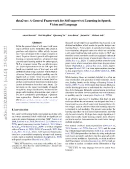 data2vec: A General Framework for Self-supervised Learning in Speech,
  Vision and Language