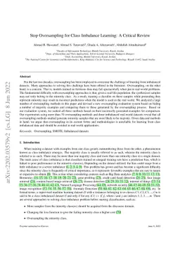 Stop Oversampling for Class Imbalance Learning: A Critical Review