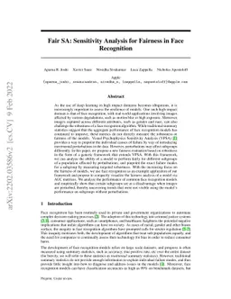 Fair SA: Sensitivity Analysis for Fairness in Face Recognition