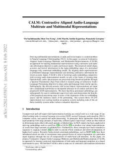 CALM: Contrastive Aligned Audio-Language Multirate and Multimodal
  Representations