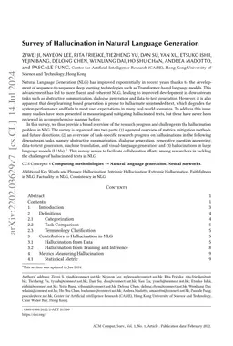 Survey of Hallucination in Natural Language Generation