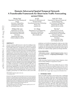 Domain Adversarial Spatial-Temporal Network: A Transferable Framework
  for Short-term Traffic Forecasting across Cities