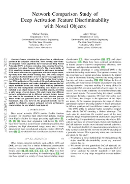 Network Comparison Study of Deep Activation Feature Discriminability
  with Novel Objects