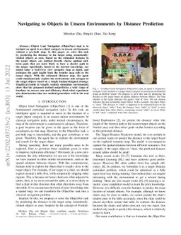 Navigating to Objects in Unseen Environments by Distance Prediction