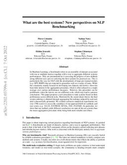 What are the best systems? New perspectives on NLP Benchmarking