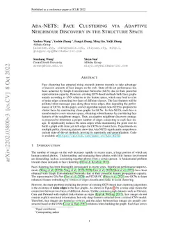 Ada-NETS: Face Clustering via Adaptive Neighbour Discovery in the
  Structure Space