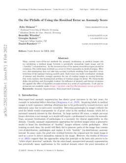 On the Pitfalls of Using the Residual Error as Anomaly Score