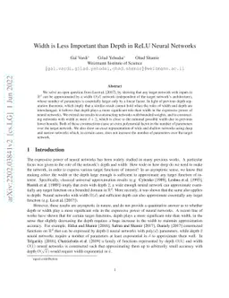 Width is Less Important than Depth in ReLU Neural Networks