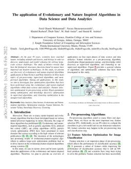 The application of Evolutionary and Nature Inspired Algorithms in Data
  Science and Data Analytics