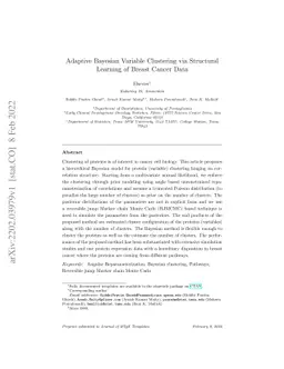 Adaptive Bayesian Variable Clustering via Structural Learning of Breast
  Cancer Data
