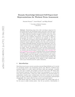 Domain Knowledge-Informed Self-Supervised Representations for Workout
  Form Assessment