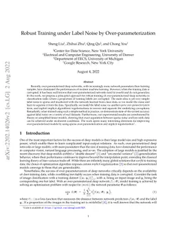 Robust Training under Label Noise by Over-parameterization