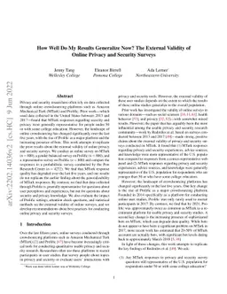 How Well Do My Results Generalize Now? The External Validity of Online
  Privacy and Security Surveys