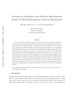 Statistical Inference for Genetic Relatedness Based on High-Dimensional
  Logistic Regression