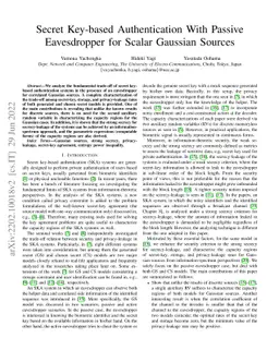Secret Key-based Authentication With Passive Eavesdropper for Scalar
  Gaussian Sources